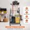 Black 16 Slots Carbon Steel Garage Tool Rack with 3 Shelves and Adjustable Hooks and Swivel Wheels